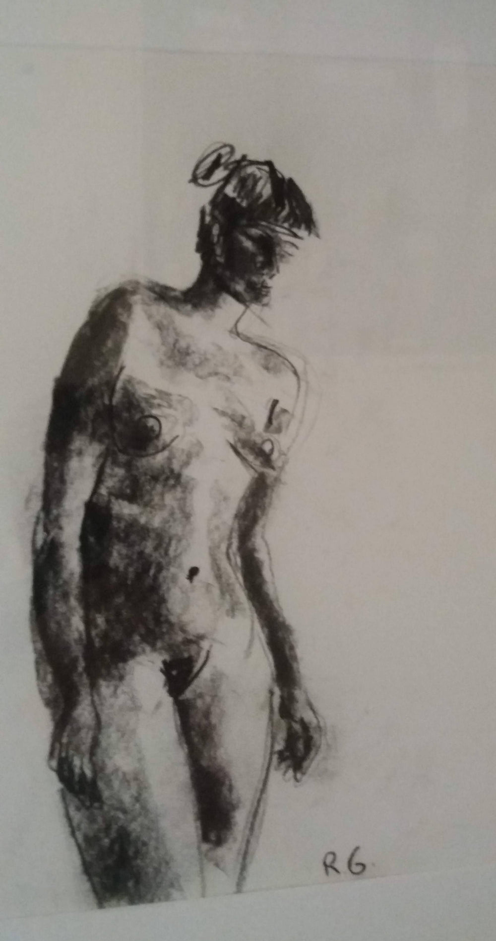 Original drawing female nude drawing from life