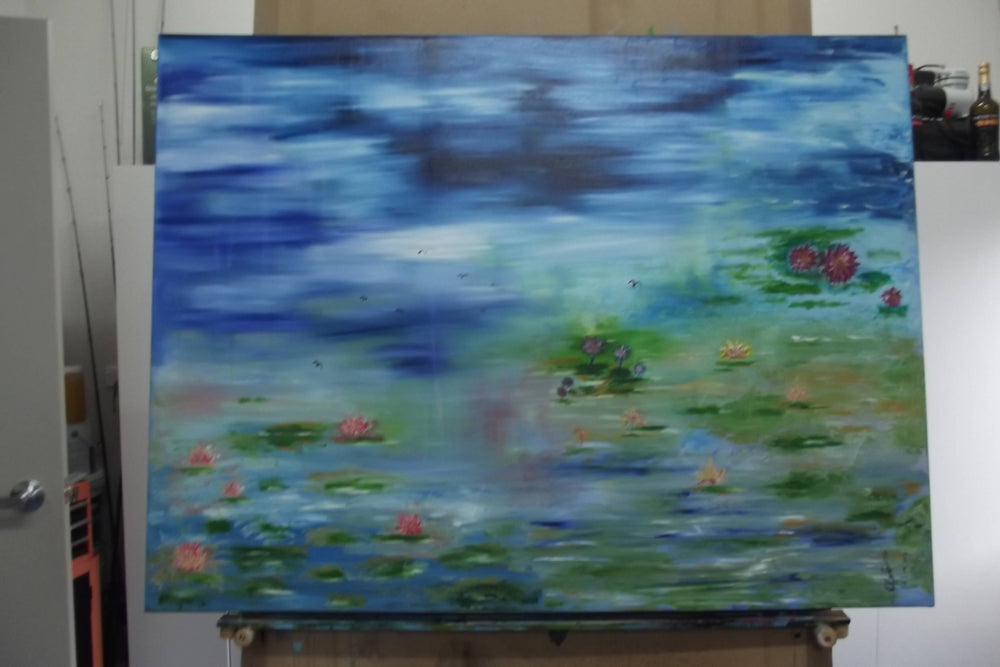 Water Lilies Oils painting ..90 x 120 cm